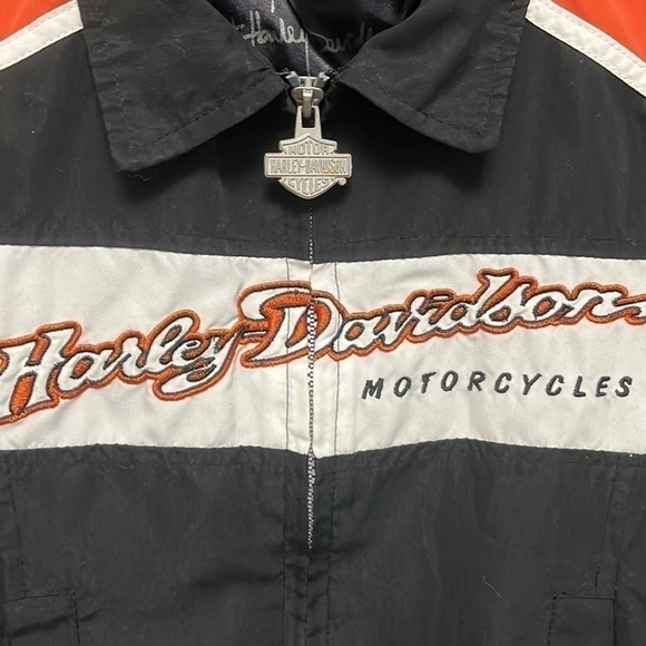 HARLEY Davidson- black and orange polyester full zip jacket - Picture 2 of 8